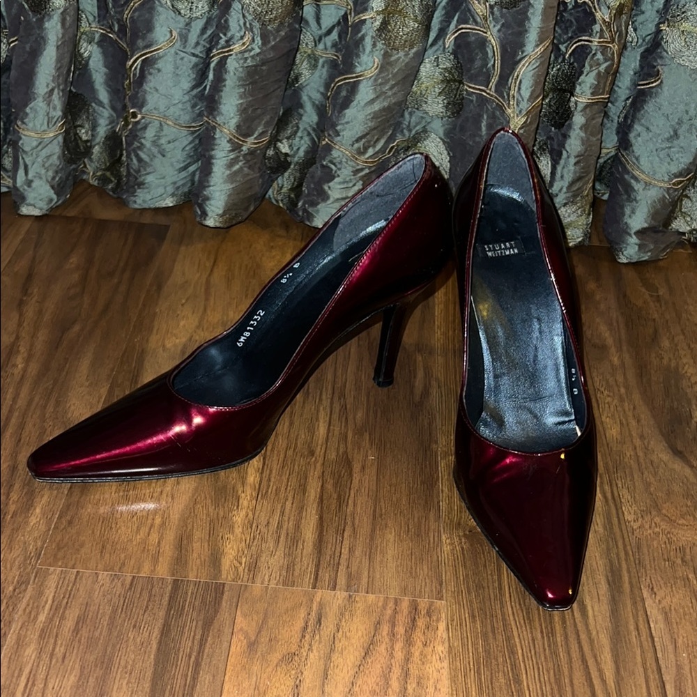 Elegant Burgundy Metallic Stiletto Heels